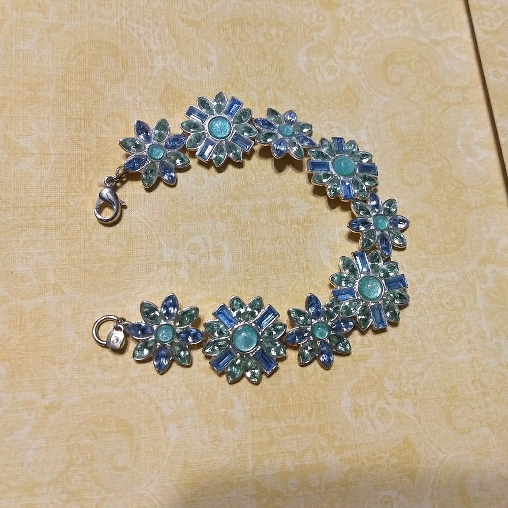Blue, Purple, & Green Floral Bracelet